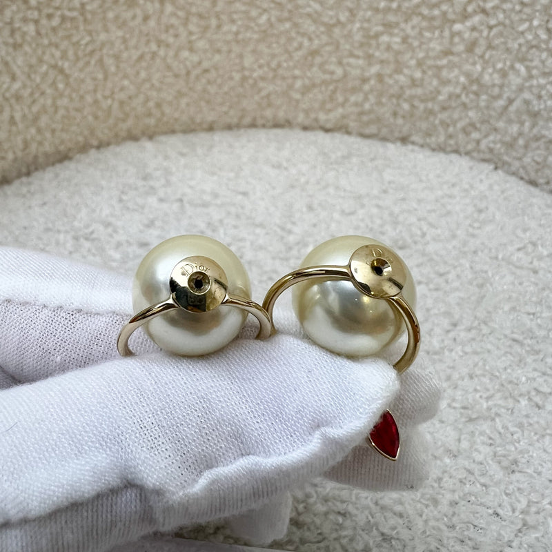 Dior Tribales Earrings Gold-Finish Metal with White Resin Pearls and Crystals