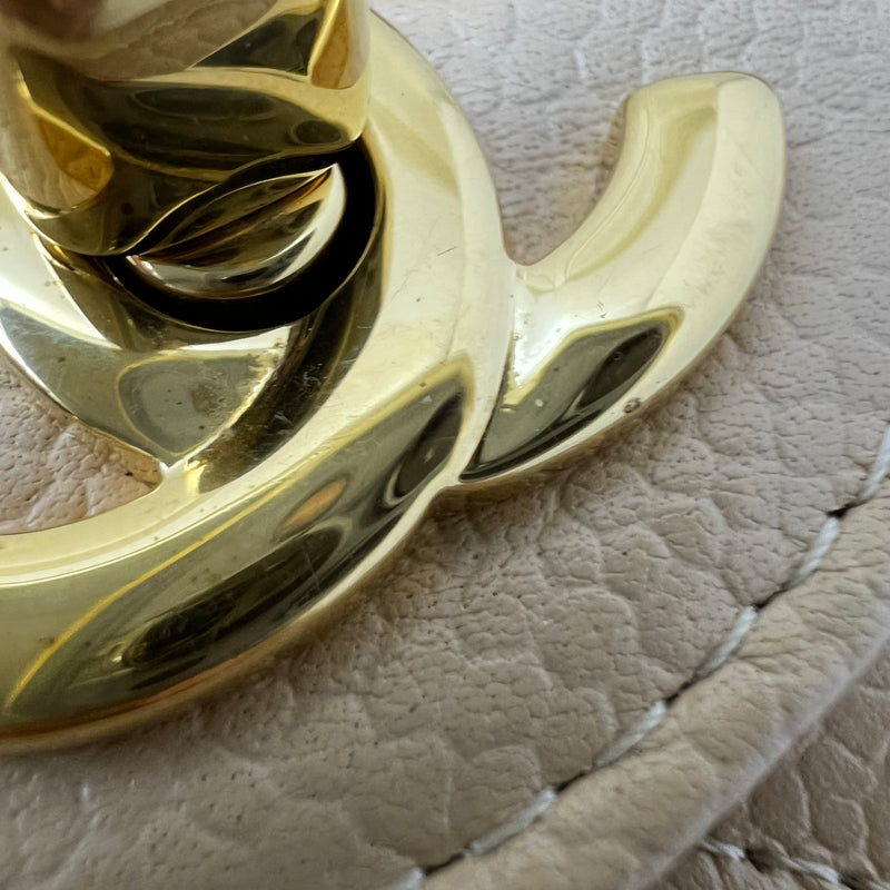Chanel Medium Classic Flap CF in Beige Caviar and GHW