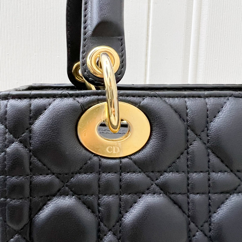 Dior Medium Lady Dior in Black Lambskin and GHW