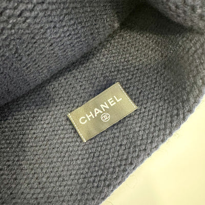 Chanel 23K Knitted Beanie in Blue / White Wool