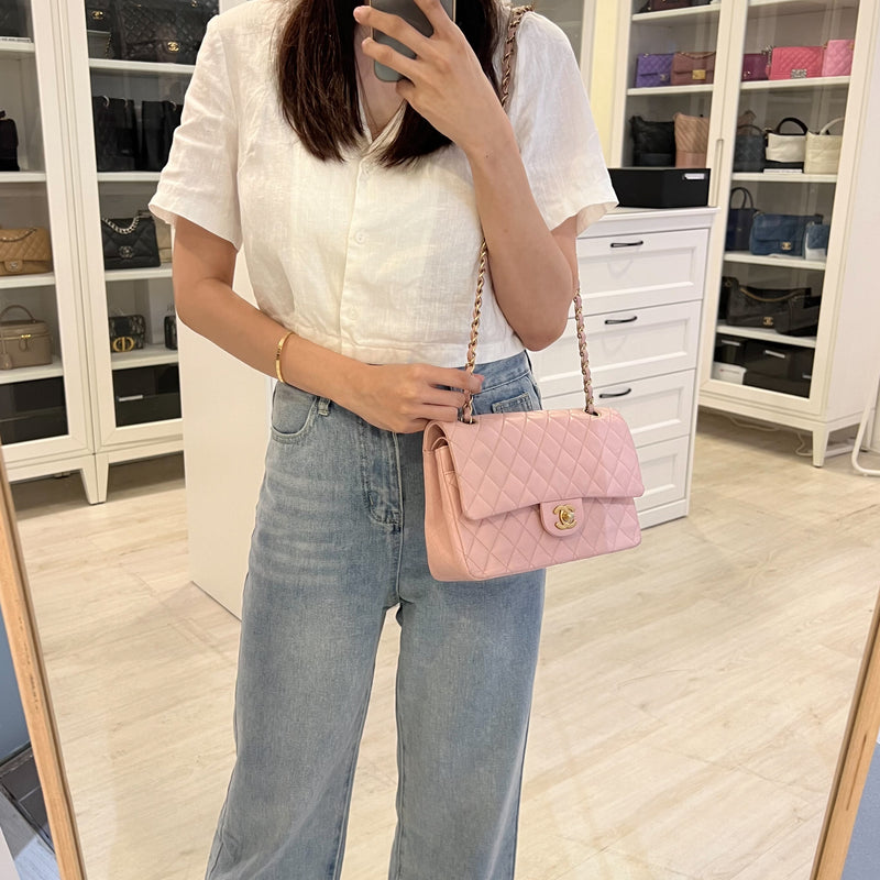 Chanel Vintage Medium Classic Flap CF in Sakura Pink Lambskin and AGHW