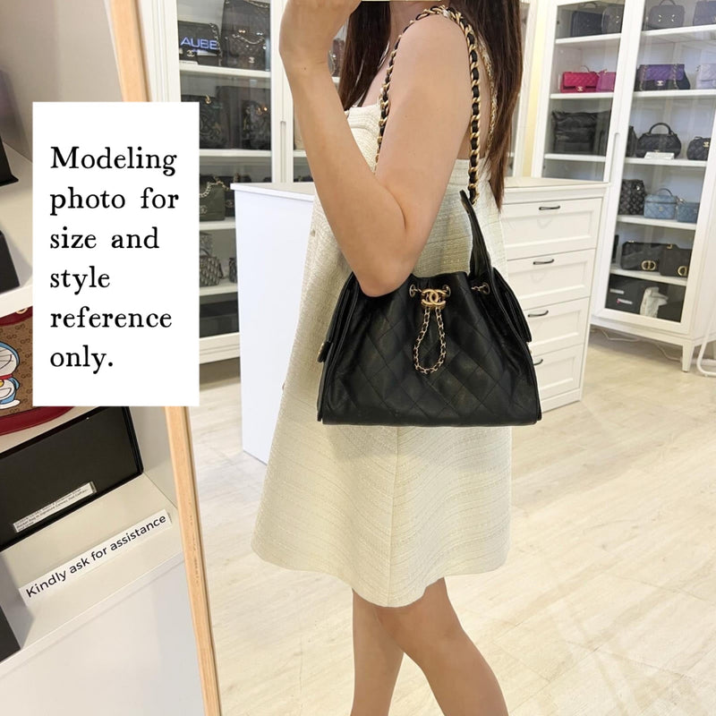Chanel 25 Small Hobo Bag in Black Caviar and AGHW (Model: AS5293)