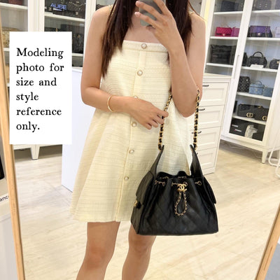 Chanel 25 Small Hobo Bag in Black Caviar and AGHW (Model: AS5293)