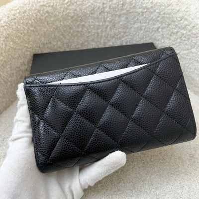 Chanel Classic Medium Trifold Wallet in Black Caviar and LGHW (Model: AP0232)