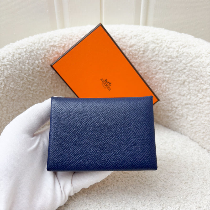 Hermes Calvi Duo in Bleu Navy Epsom Leather and PHW