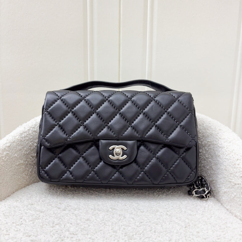 Chanel 15P Top Handle Flap Bag in Black Lambskin and SHW (Model: A94178)