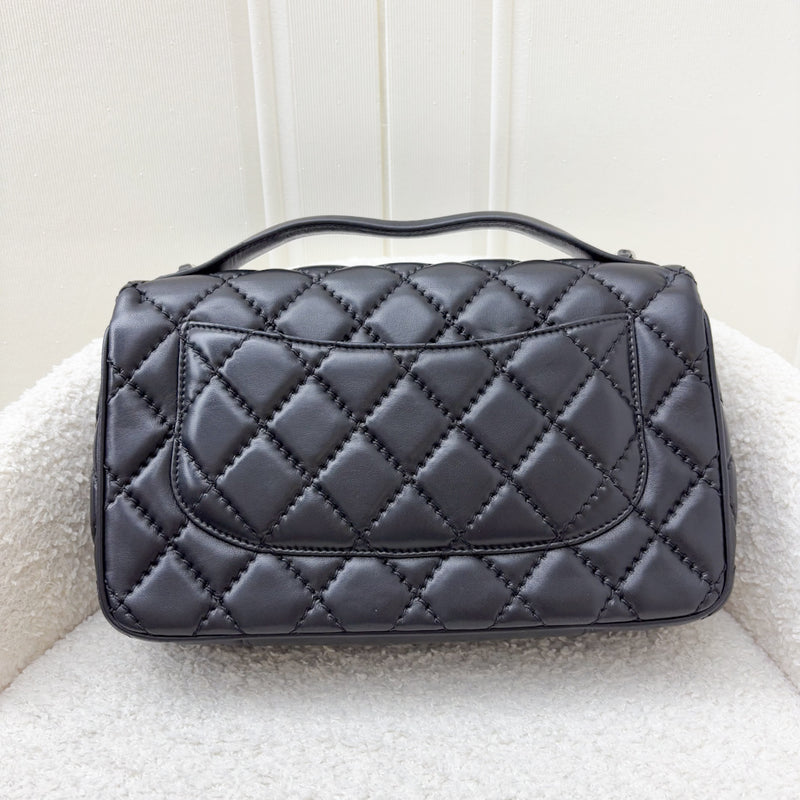 Chanel 15P Top Handle Flap Bag in Black Lambskin and SHW (Model: A94178)