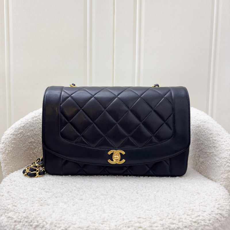 Chanel Vintage Medium Diana Flap in Midnight Blue Lambskin and 24K Gold-Plated HW