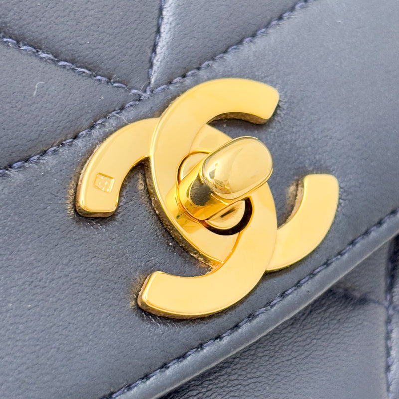 Chanel Vintage Medium Diana Flap in Midnight Blue Lambskin and 24K Gold-Plated HW