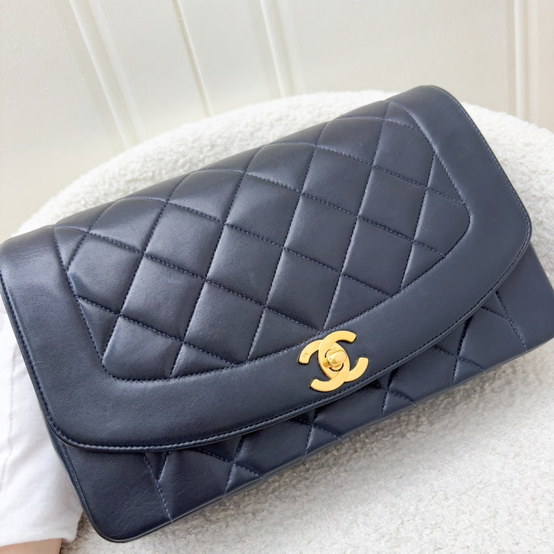 Chanel Vintage Medium Diana Flap in Midnight Blue Lambskin and 24K Gold-Plated HW