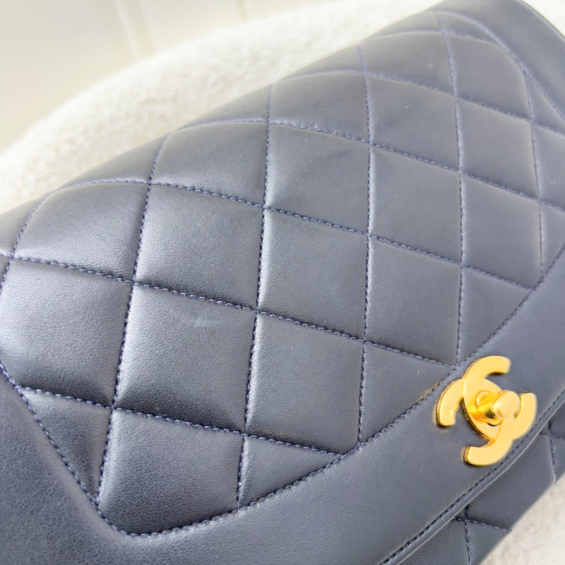 Chanel Vintage Medium Diana Flap in Midnight Blue Lambskin and 24K Gold-Plated HW