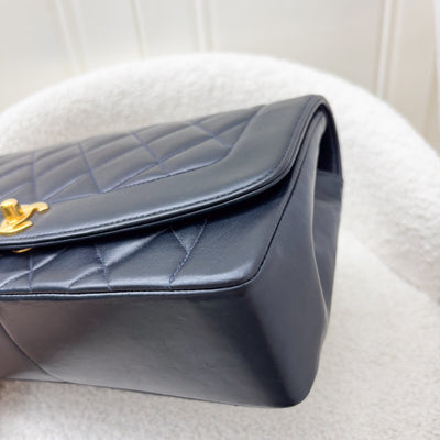 Chanel Vintage Medium Diana Flap in Midnight Blue Lambskin and 24K Gold-Plated HW