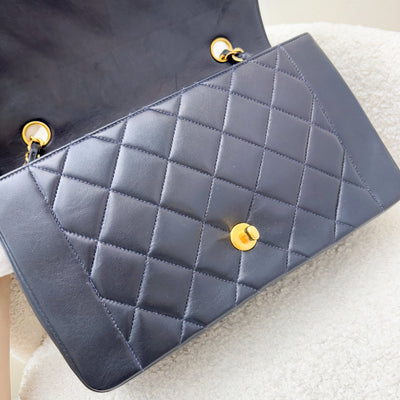 Chanel Vintage Medium Diana Flap in Midnight Blue Lambskin and 24K Gold-Plated HW