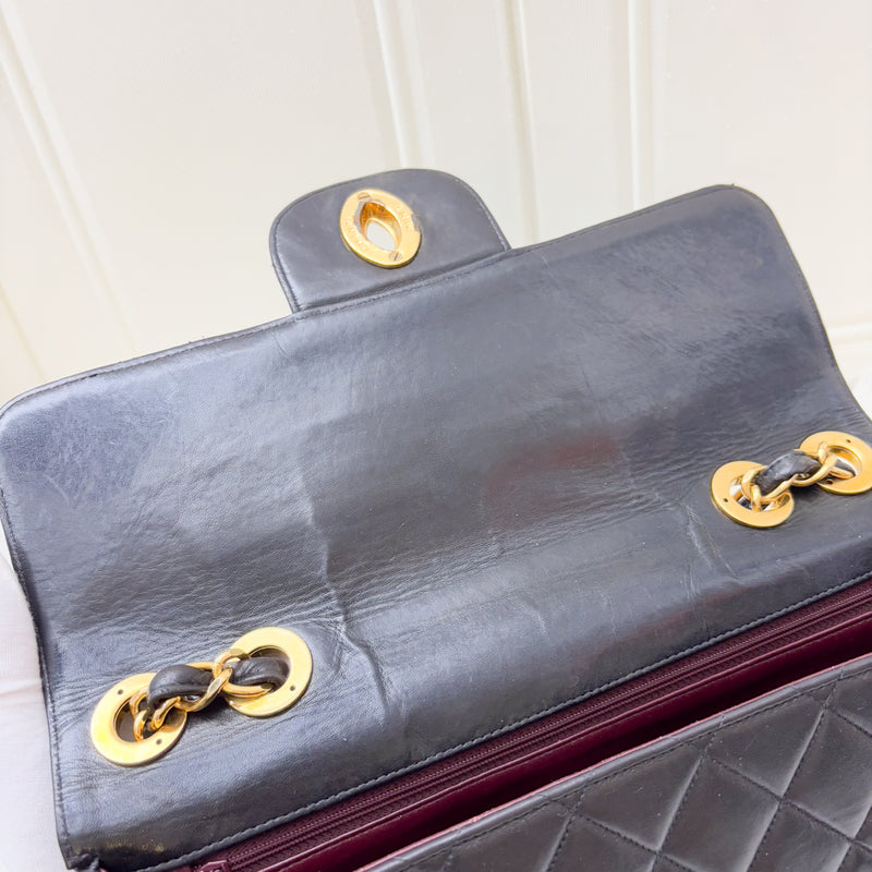 Chanel Vintage Jumbo / Maxi Flap with XL CC Logo in Black Lambskin and 24K Gold-Plated HW