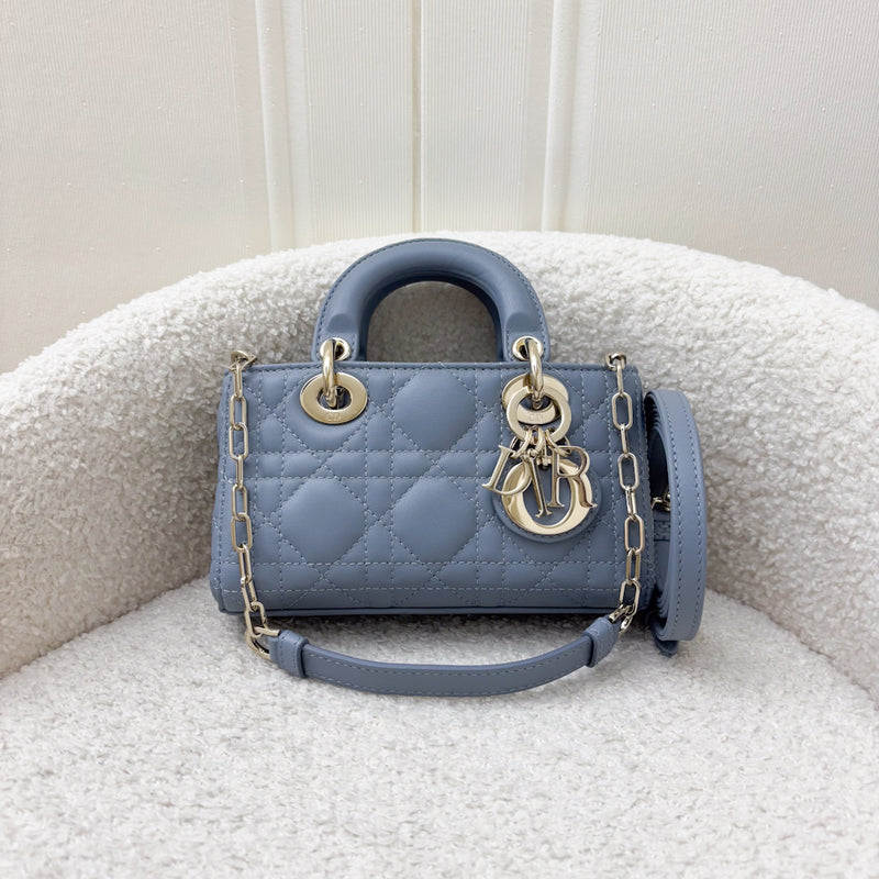 Dior Micro Lady D-Joy Bag in Cloud Blue Cannage Lambskin and LGHW