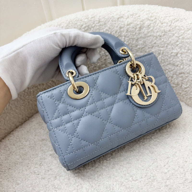 Dior Micro Lady D-Joy Bag in Cloud Blue Cannage Lambskin and LGHW