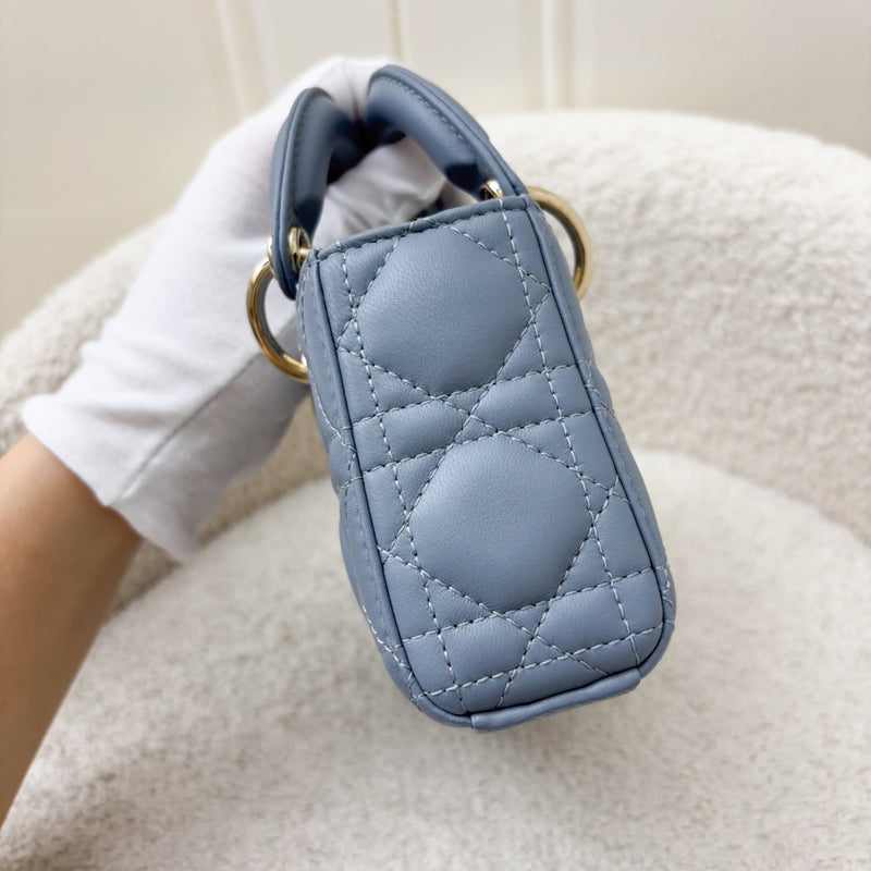 Dior Micro Lady D-Joy Bag in Cloud Blue Cannage Lambskin and LGHW