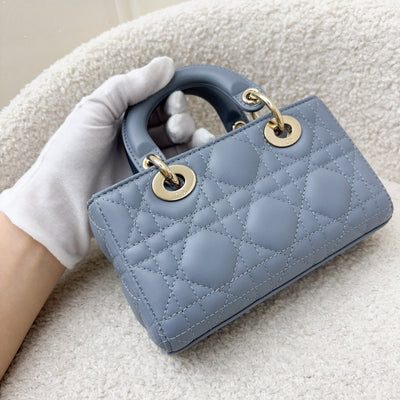 Dior Micro Lady D-Joy Bag in Cloud Blue Cannage Lambskin and LGHW