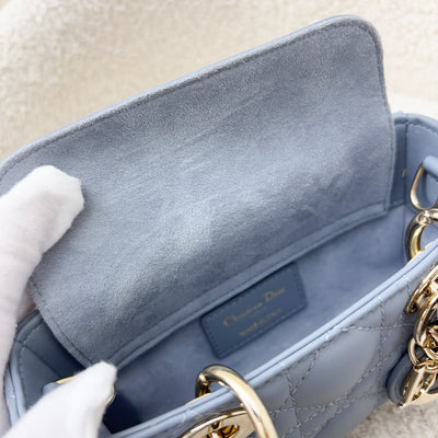 Dior Micro Lady D-Joy Bag in Cloud Blue Cannage Lambskin and LGHW