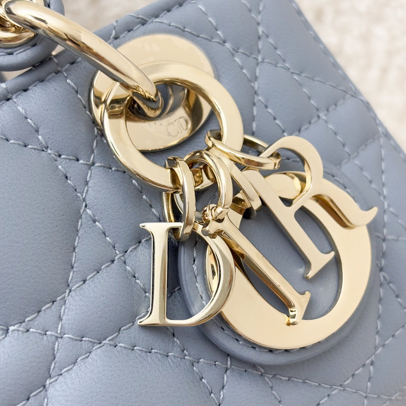 Dior Micro Lady D-Joy Bag in Cloud Blue Cannage Lambskin and LGHW