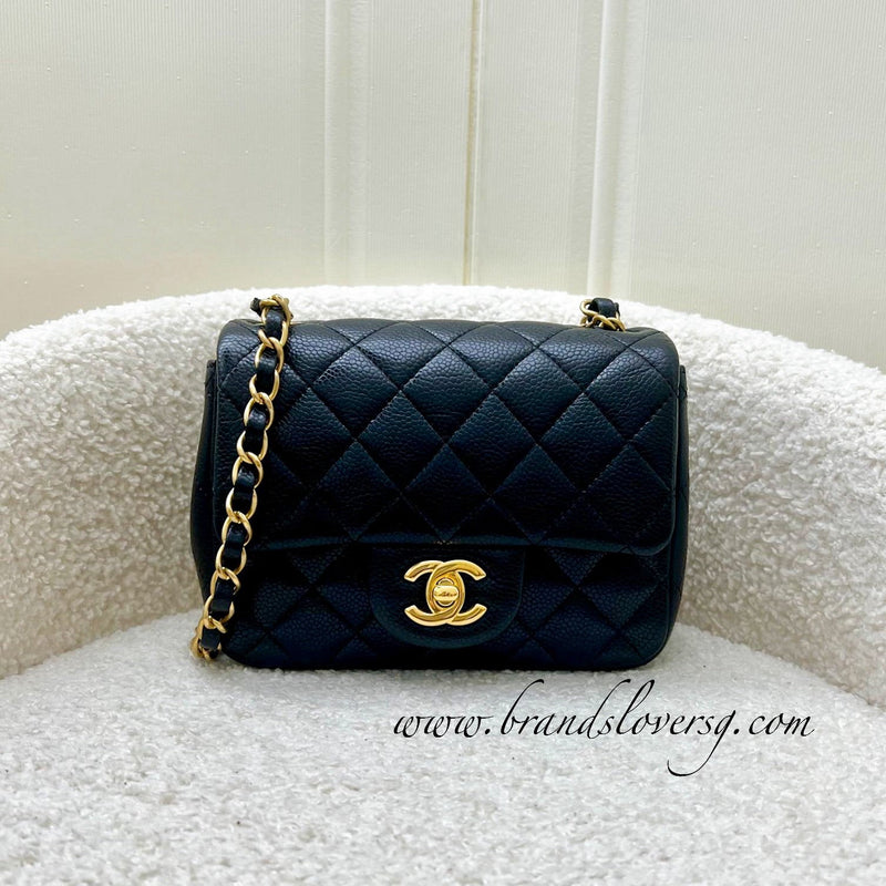 Chanel 16C Classic Square Mini Flap in Black Caviar and GHW