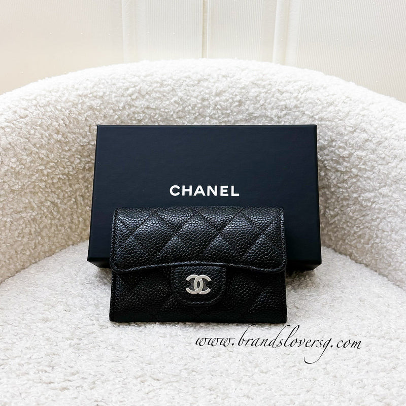 Chanel Classic Snap Card Holder in Black Caviar and SHW