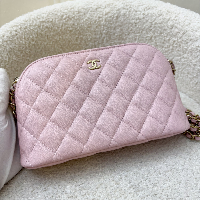 Chanel 24K Medium Pouch / Clutch with Chain in Sakura Pink Caviar and LGHW (Model: AP4016)