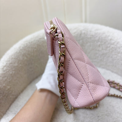 Chanel 24K Medium Pouch / Clutch with Chain in Sakura Pink Caviar and LGHW (Model: AP4016)