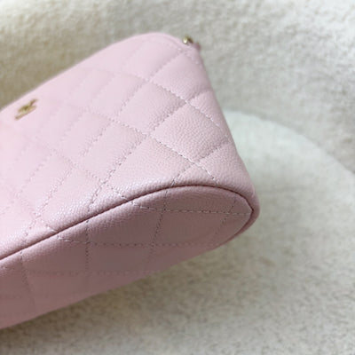 Chanel 24K Medium Pouch / Clutch with Chain in Sakura Pink Caviar and LGHW (Model: AP4016)