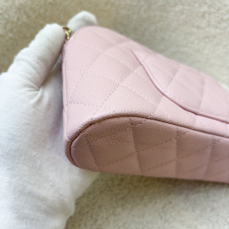 Chanel 24K Medium Pouch / Clutch with Chain in Sakura Pink Caviar and LGHW (Model: AP4016)