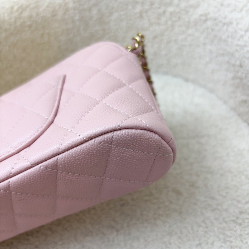 Chanel 24K Medium Pouch / Clutch with Chain in Sakura Pink Caviar and LGHW (Model: AP4016)