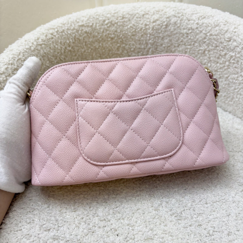 Chanel 24K Medium Pouch / Clutch with Chain in Sakura Pink Caviar and LGHW (Model: AP4016)