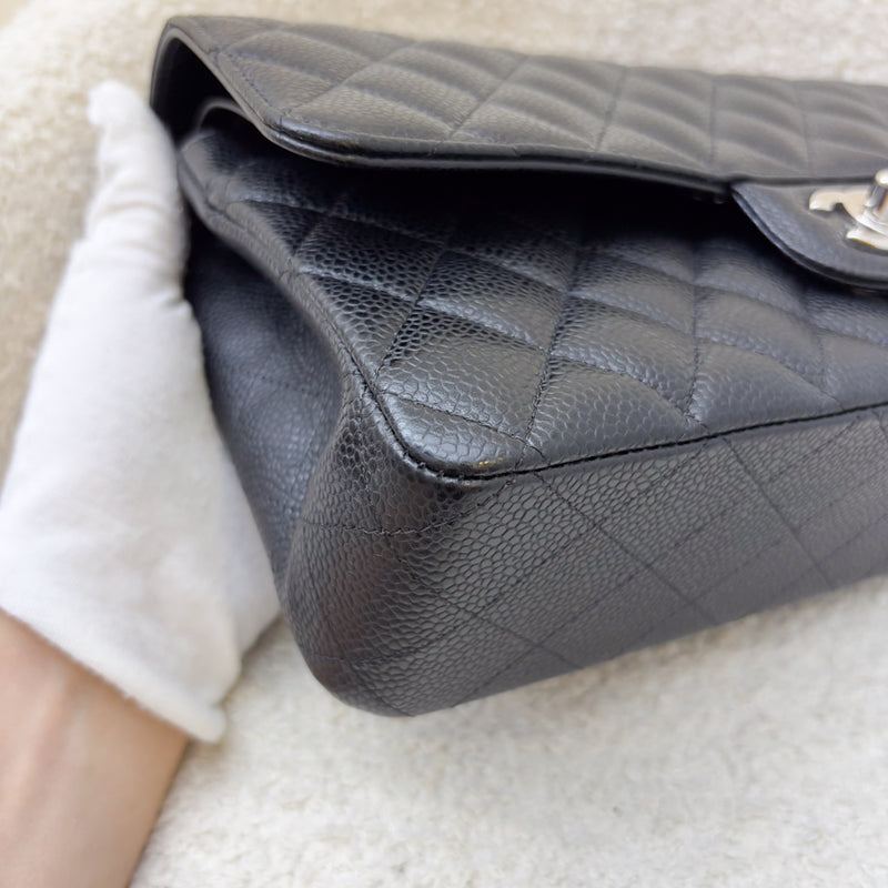 Chanel Medium Classic Flap CF in Black Caviar and SHW (Model: A01112)