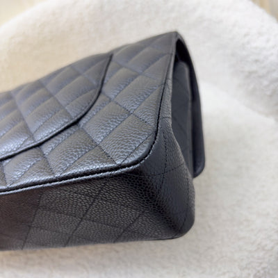 Chanel Medium Classic Flap CF in Black Caviar and SHW (Model: A01112)