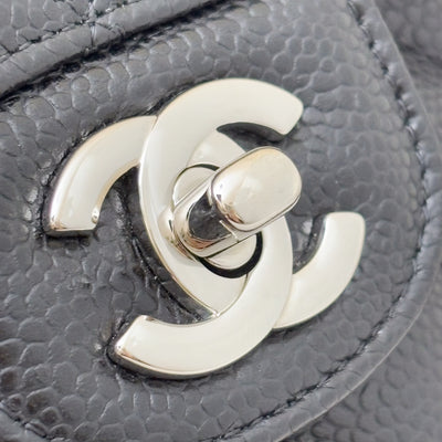 Chanel Medium Classic Flap CF in Black Caviar and SHW (Model: A01112)