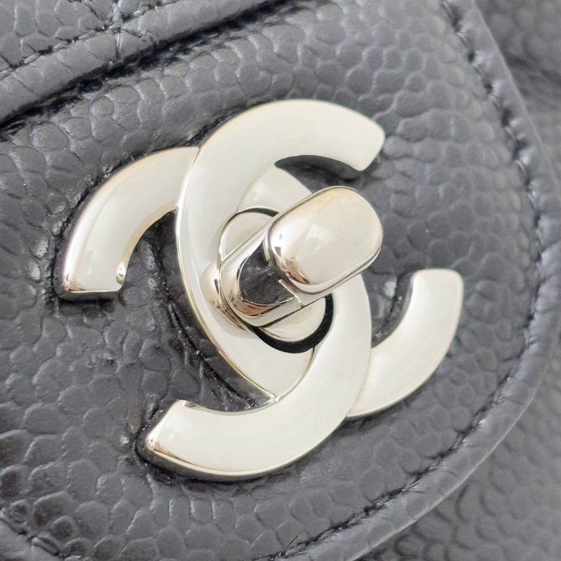 Chanel Medium Classic Flap CF in Black Caviar and SHW (Model: A01112)