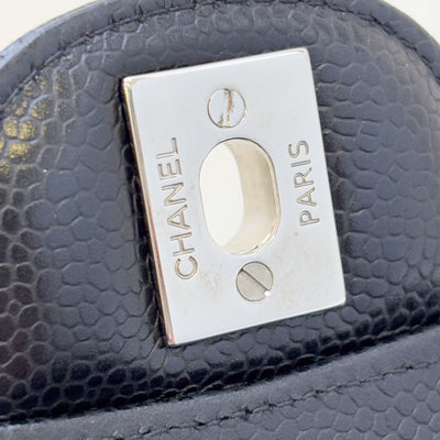 Chanel Medium Classic Flap CF in Black Caviar and SHW (Model: A01112)