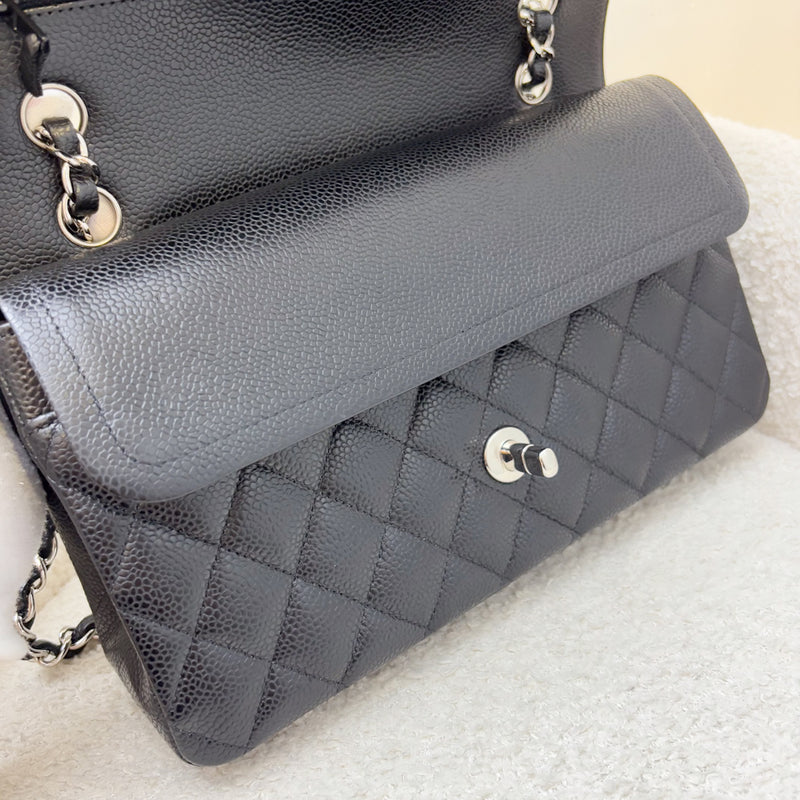 Chanel Medium Classic Flap CF in Black Caviar and SHW (Model: A01112)