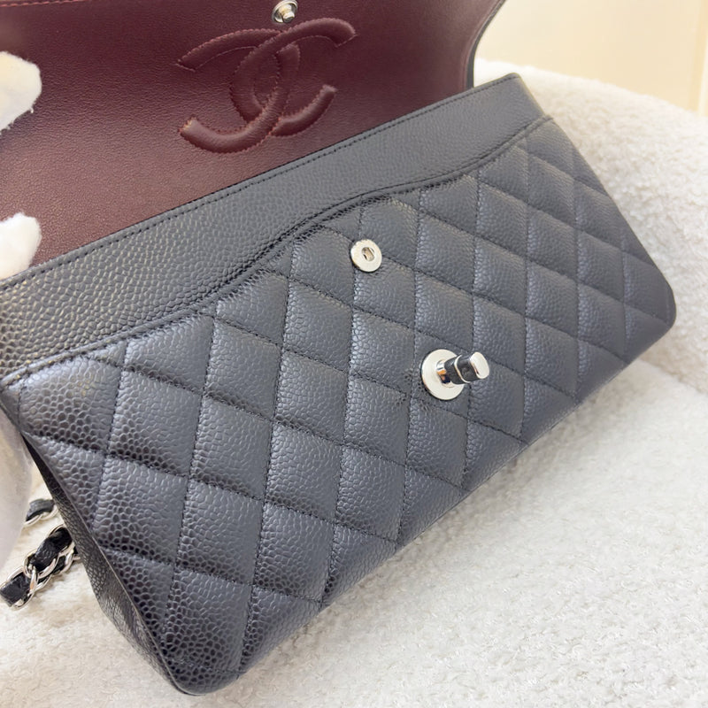 Chanel Medium Classic Flap CF in Black Caviar and SHW (Model: A01112)