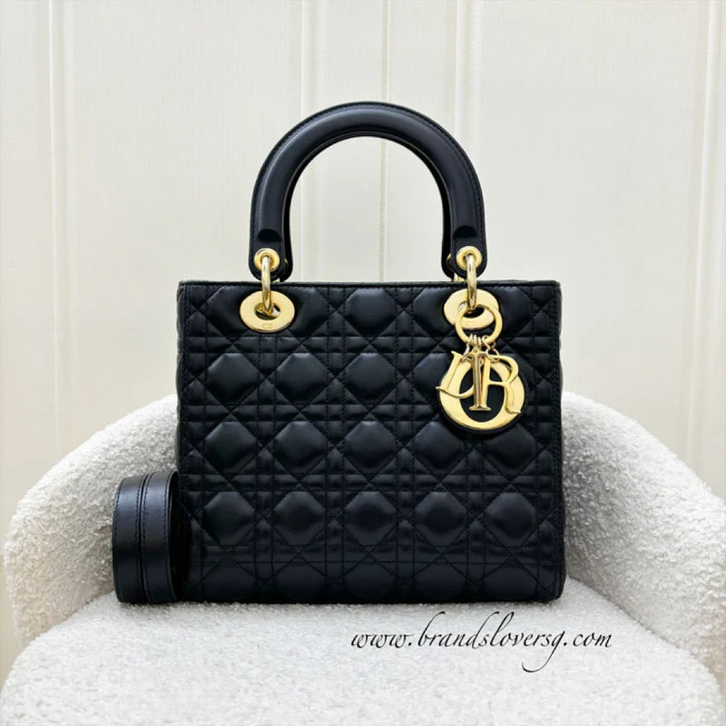 Dior Medium Lady Dior in Black Lambskin and GHW