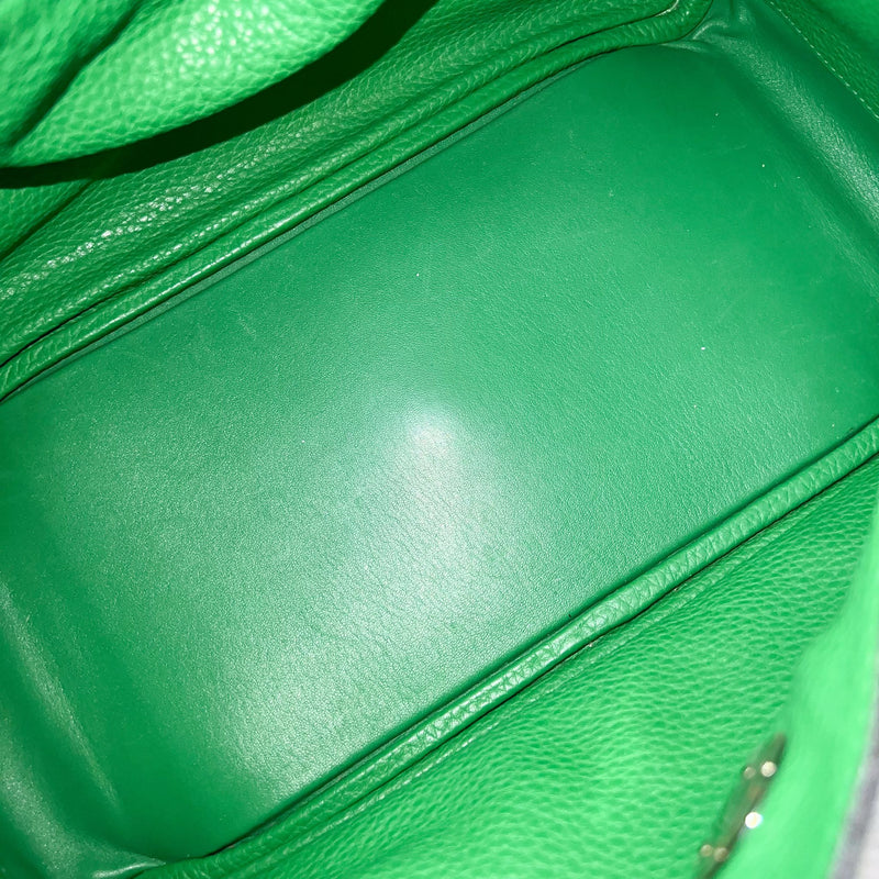 Hermes Lindy 30 in Bambou Green Clemence Leather and PHW