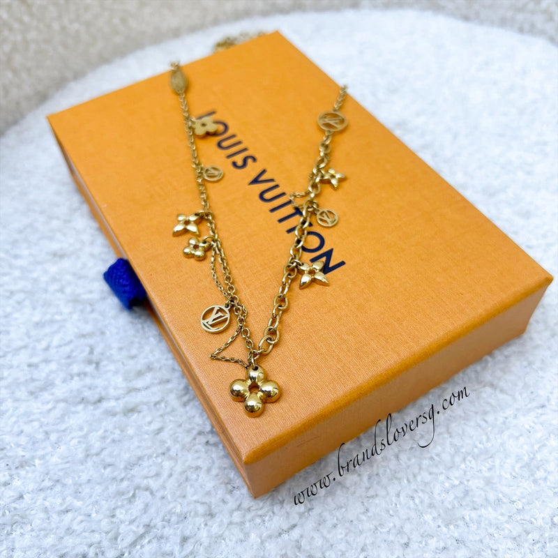 LV Blooming Supple Necklace in Gold Finish Metal