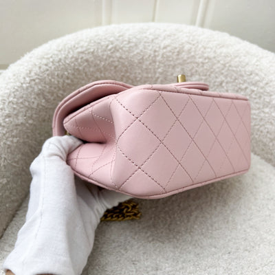 Chanel 23S Camellia Adjustable Chain Square Mini Flap Bag in Sakura Pink Lambskin and AGHW