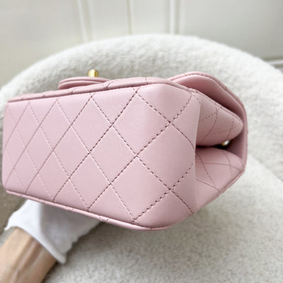 Chanel 23S Camellia Adjustable Chain Square Mini Flap Bag in Sakura Pink Lambskin and AGHW