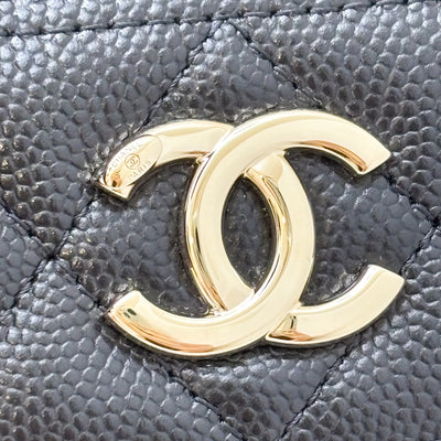 Chanel 25C Vanity / Clutch with Chain (LP Style Bag) in Black Caviar and LGHW