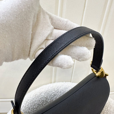 Dior Medium Saddle Bag with Strap in Black Grained Calfskin and AGHW