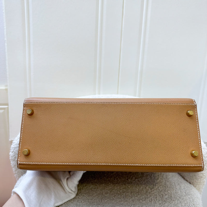 Hermes Vintage Kelly 28 Sellier in Natural Courcheval Leather and GHW