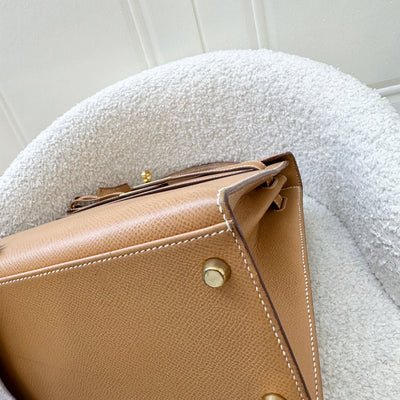 Hermes Vintage Kelly 28 Sellier in Natural Courcheval Leather and GHW