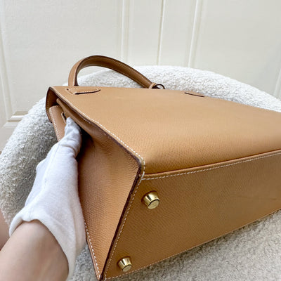 Hermes Vintage Kelly 28 Sellier in Natural Courcheval Leather and GHW