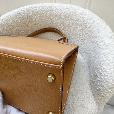 Hermes Vintage Kelly 28 Sellier in Natural Courcheval Leather and GHW